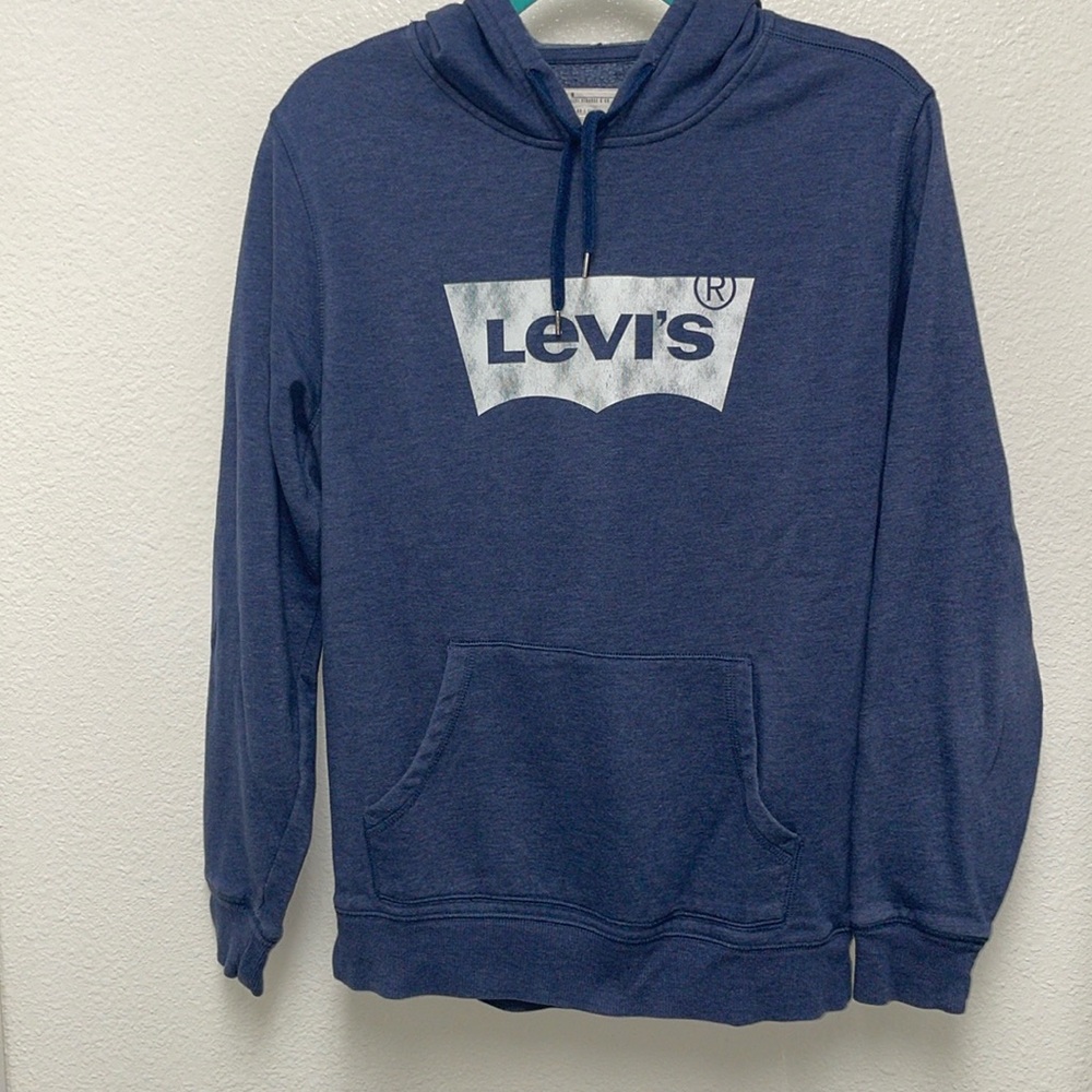 Levi’s Blue Hoodie Hooded Sweatshirt Men’s Medium Graphic Front Logo